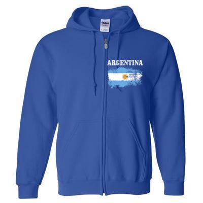 Argentina Argentinian Flag Vintage Argentine Pride Gift Full Zip Hoodie