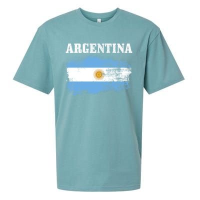 Argentina Argentinian Flag Vintage Argentine Pride Gift Sueded Cloud Jersey T-Shirt