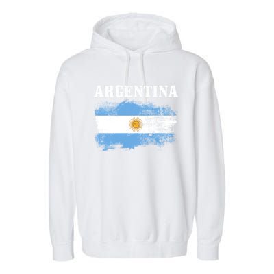 Argentina Argentinian Flag Vintage Argentine Pride Gift Garment-Dyed Fleece Hoodie