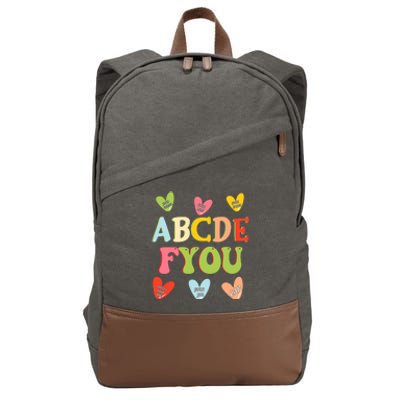 Alphabet ABCDFU Funny ESL Teacher Women Mom Anti Valentines Cotton Canvas Backpack