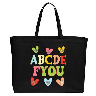 Alphabet ABCDFU Funny ESL Teacher Women Mom Anti Valentines Cotton Canvas Jumbo Tote