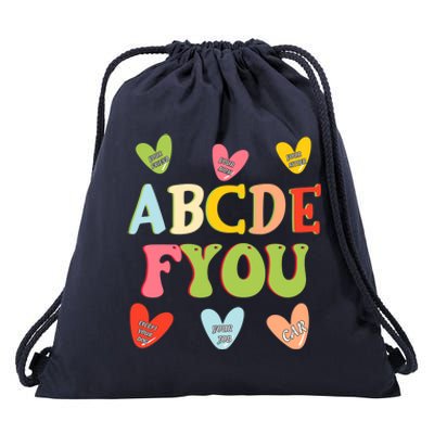 Alphabet ABCDFU Funny ESL Teacher Women Mom Anti Valentines Drawstring Bag