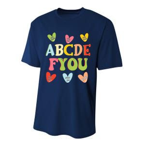 Alphabet ABCDFU Funny ESL Teacher Women Mom Anti Valentines Performance Sprint T-Shirt