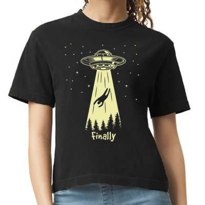 Alien Abduction Finally Aliens Comfort Colors Boxy T-Shirt
