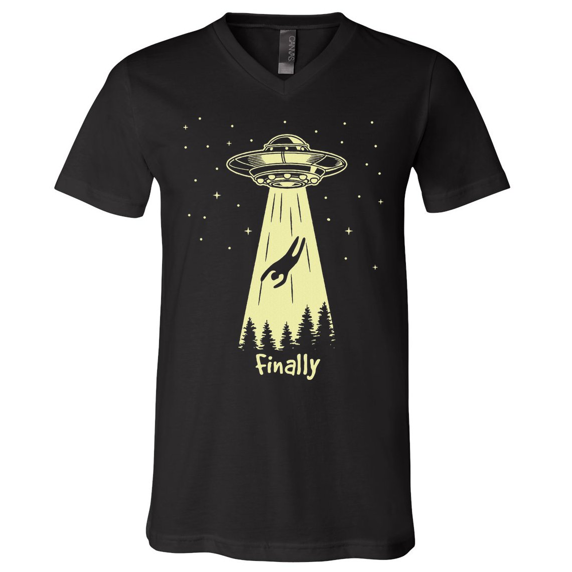 Alien Abduction Finally Aliens V-Neck T-Shirt