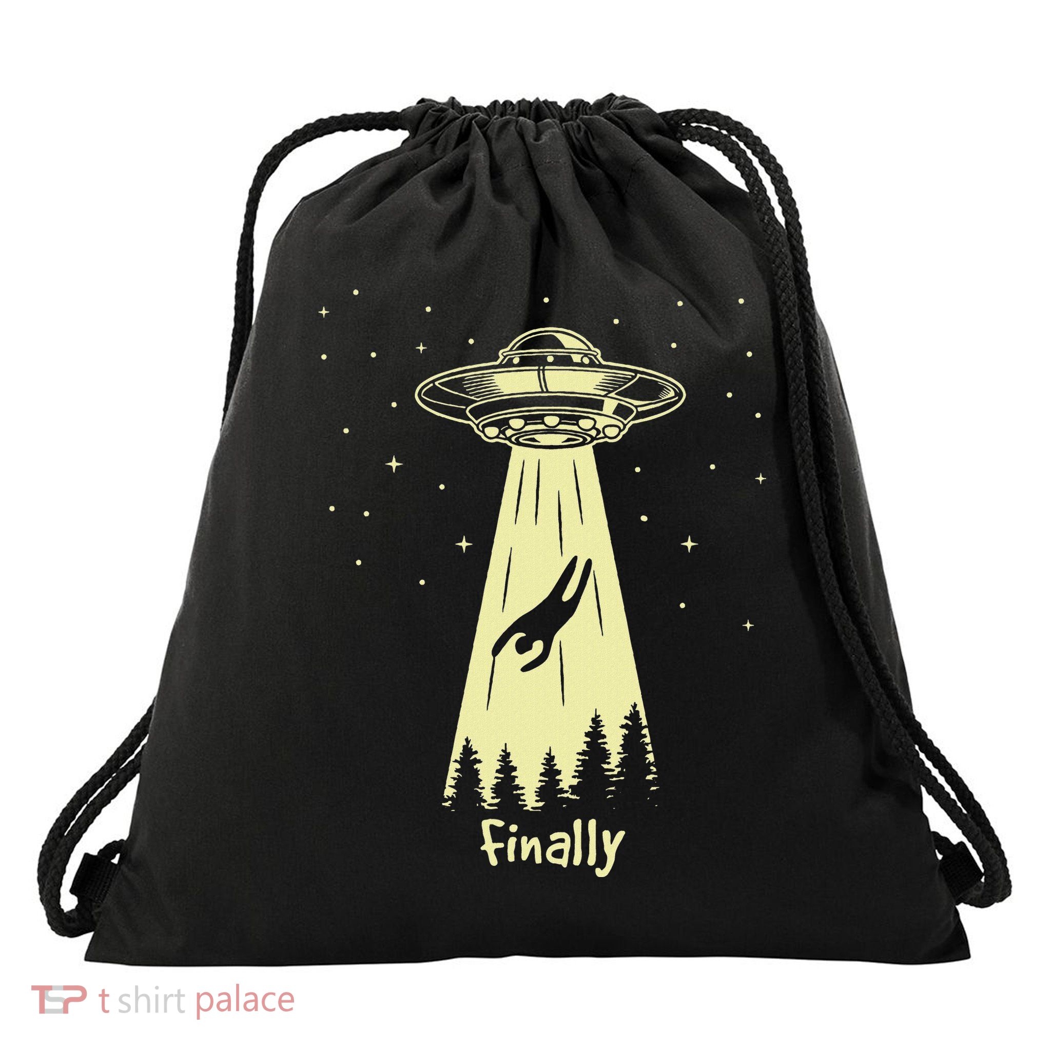 Alien Abduction Finally Aliens Drawstring Bag