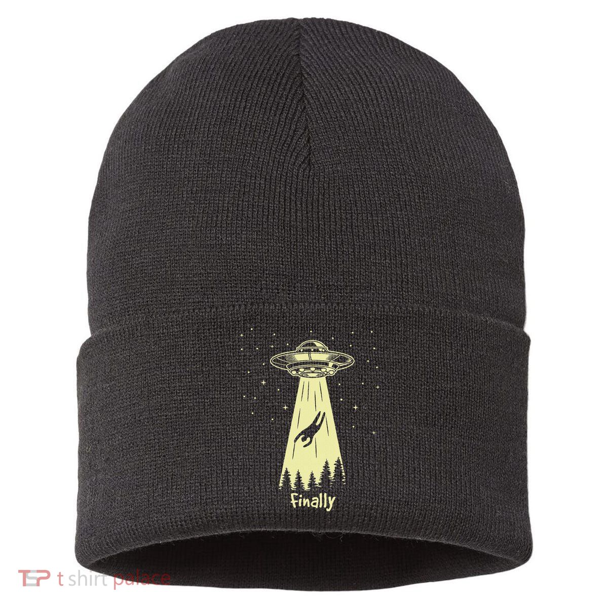Alien Abduction Finally Aliens Sustainable Knit Beanie