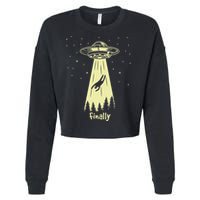 Alien Abduction Finally Aliens Cropped Pullover Crew