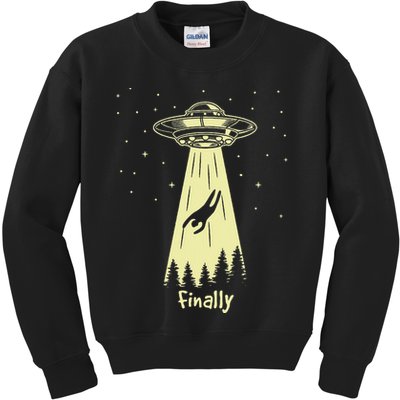 Alien Abduction Finally Aliens Kids Sweatshirt