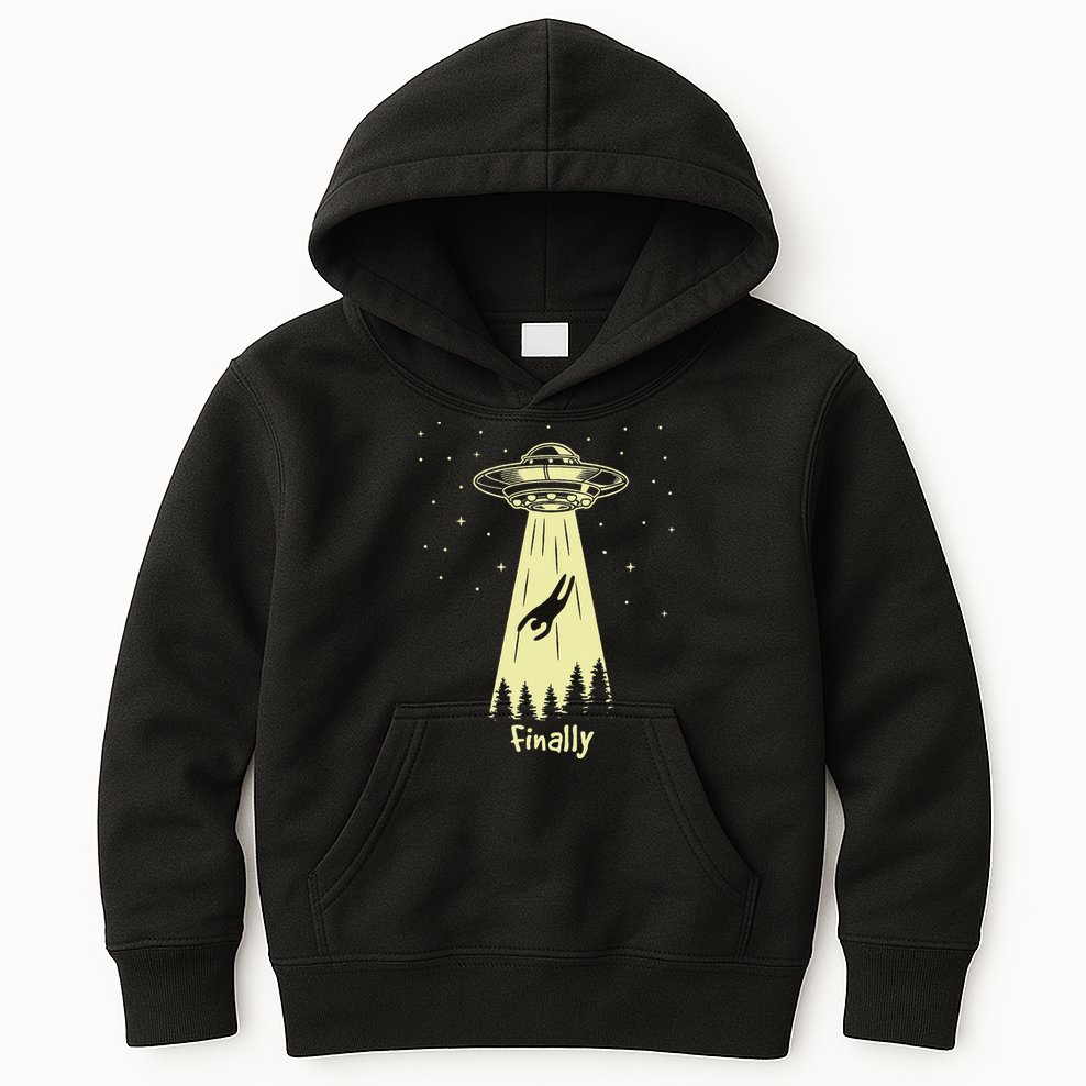 Alien Abduction Finally Aliens Kids Hoodie