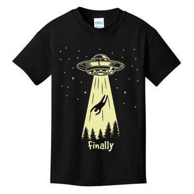 Alien Abduction Finally Aliens Kids T-Shirt