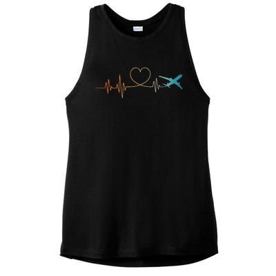 Airplane Art For Wo Aviation Instructor Airline Pilot Ladies PosiCharge Tri-Blend Wicking Tank