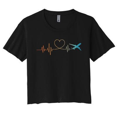 Airplane Art For Wo Aviation Instructor Airline Pilot Women's Crop Top Tee