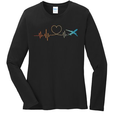 Airplane Art For Wo Aviation Instructor Airline Pilot Ladies Long Sleeve Shirt