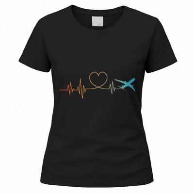 Airplane Art For Wo Aviation Instructor Airline Pilot Women's T-Shirt