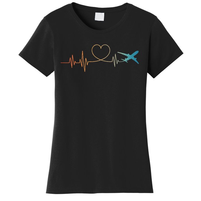 Airplane Art For Wo Aviation Instructor Airline Pilot Women's T-Shirt