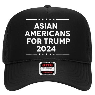 Asian Americans For Trump 2024 High Crown Mesh Back Trucker Hat