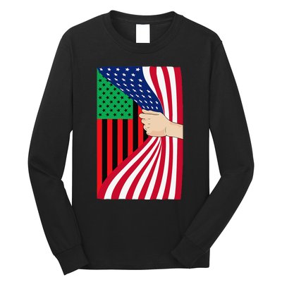 African American Flag PanAfrican Black Liberation Flag Long Sleeve Shirt