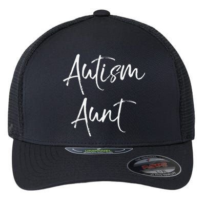 Autism Aunt Fun Cute Autistic Auntie For Aunt Flexfit Unipanel Trucker Cap