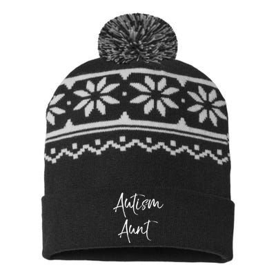 Autism Aunt Fun Cute Autistic Auntie For Aunt USA-Made Snowflake Beanie