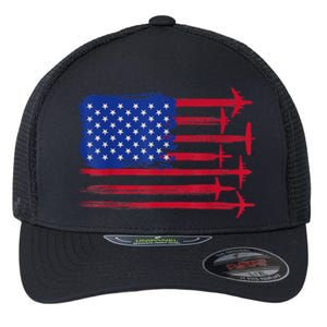 Aircraft American Flag Airplane Pilot 4Th Of July Aviation Gift Flexfit Unipanel Trucker Cap