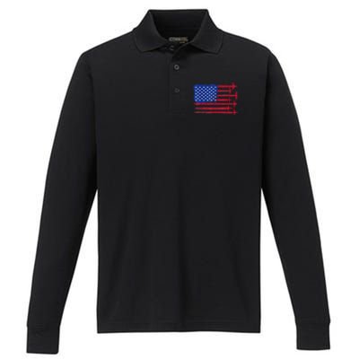 Aircraft American Flag Airplane Pilot 4Th Of July Aviation Gift Performance Long Sleeve Polo