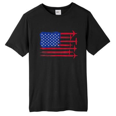 Aircraft American Flag Airplane Pilot 4Th Of July Aviation Gift Tall Fusion ChromaSoft Performance T-Shirt