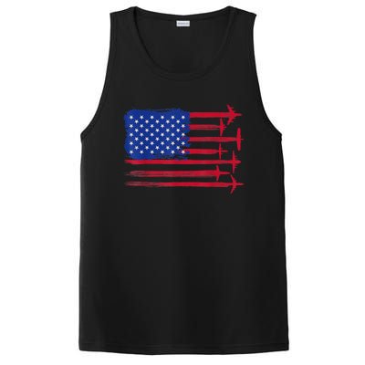 Aircraft American Flag Airplane Pilot 4Th Of July Aviation Gift PosiCharge Competitor Tank