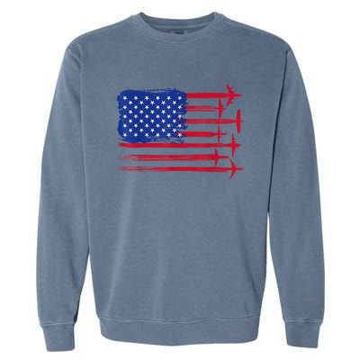 Aircraft American Flag Airplane Pilot 4Th Of July Aviation Gift Garment-Dyed Sweatshirt