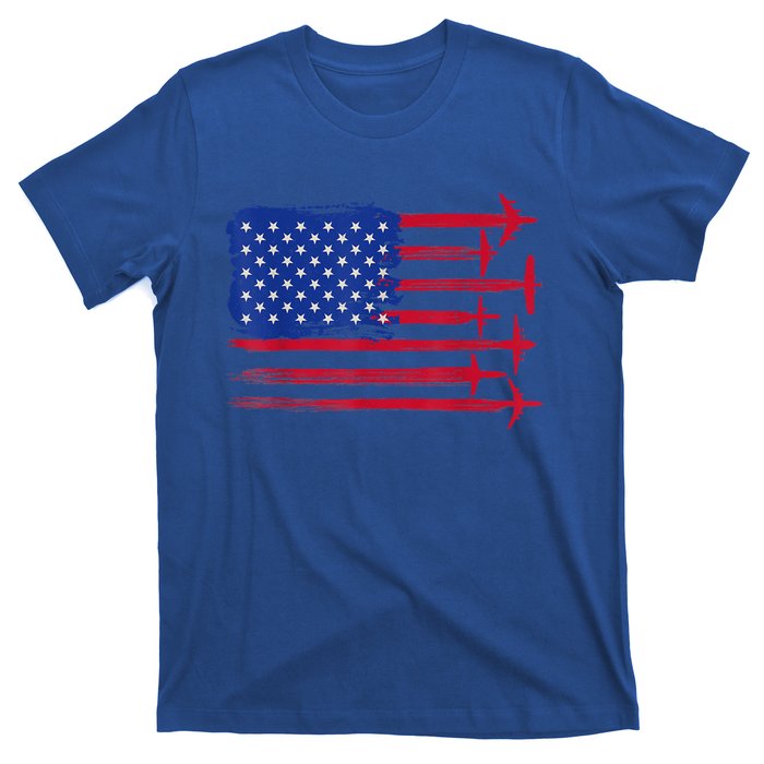 Aircraft American Flag Airplane Pilot 4Th Of July Aviation Gift T-Shirt