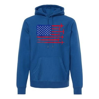 Aircraft American Flag Airplane Pilot 4Th Of July Aviation Gift Premium Hoodie