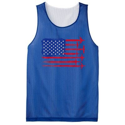 Aircraft American Flag Airplane Pilot 4Th Of July Aviation Gift Mesh Reversible Basketball Jersey Tank