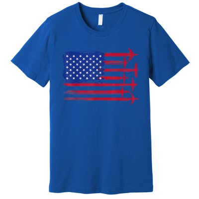 Aircraft American Flag Airplane Pilot 4Th Of July Aviation Gift Premium T-Shirt