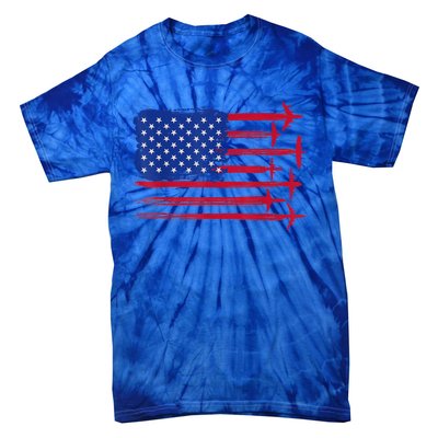 Aircraft American Flag Airplane Pilot 4Th Of July Aviation Gift Tie-Dye T-Shirt