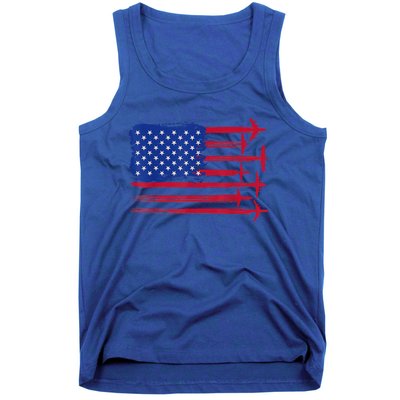 Aircraft American Flag Airplane Pilot 4Th Of July Aviation Gift Tank Top