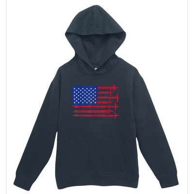 Aircraft American Flag Airplane Pilot 4Th Of July Aviation Gift Urban Pullover Hoodie