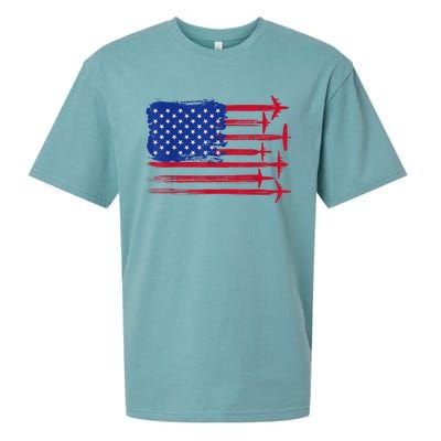 Aircraft American Flag Airplane Pilot 4Th Of July Aviation Gift Sueded Cloud Jersey T-Shirt