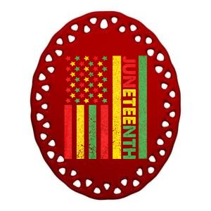 African American Flag Juneteenth Ceramic Oval Ornament