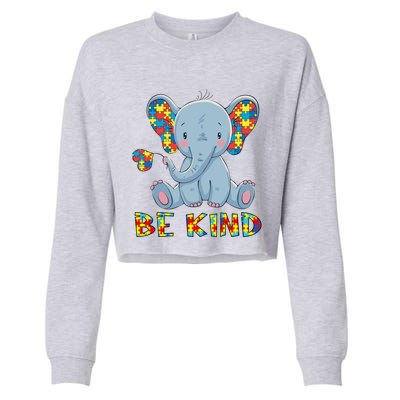 Autism Awareness Funny Elephant Autistic Acceptance Be Kind Gift Cropped Pullover Crew