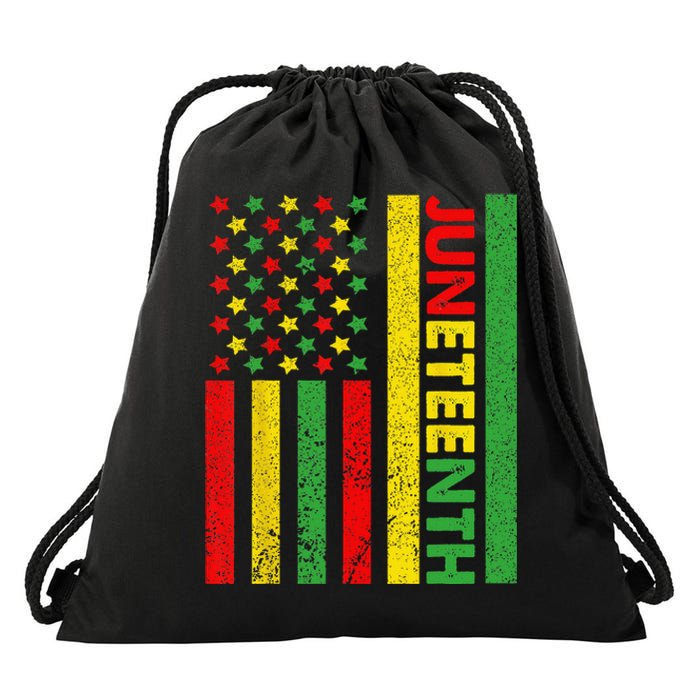 African American Flag Juneteenth Wo Drawstring Bag