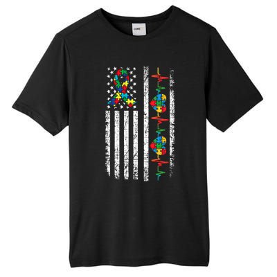 Autism American Flag Autistic Awareness Warrior Support Gift Tall Fusion ChromaSoft Performance T-Shirt