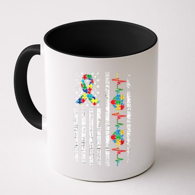 Autism American Flag Autistic Awareness Warrior Support Gift Mug