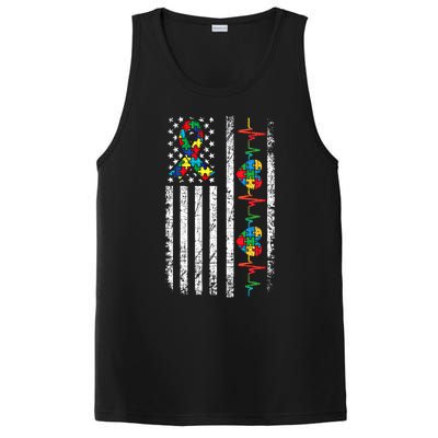 Autism American Flag Autistic Awareness Warrior Support Gift PosiCharge Competitor Tank