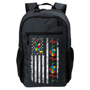 Autism American Flag Autistic Awareness Warrior Support Gift Daily Commute Backpack