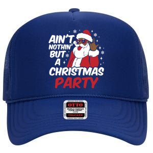 African American Funny Santa Claus Christmas Party Pajama Meaningful Gift High Crown Mesh Back Trucker Hat