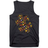 Autism Awareness Fall Leaf Autumn Thanksgiving Puzzle Piece Tank Top