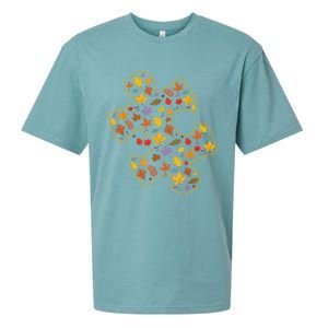 Autism Awareness Fall Leaf Autumn Thanksgiving Puzzle Piece Sueded Cloud Jersey T-Shirt