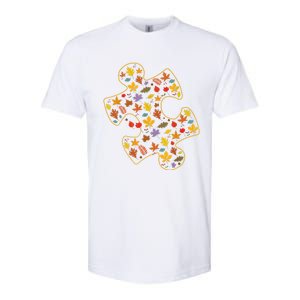 Autism Awareness Fall Leaf Autumn Thanksgiving Puzzle Piece Softstyle CVC T-Shirt