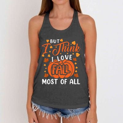 Autumn Affection Fall Season Graphic Women's Knotted Racerback Tank