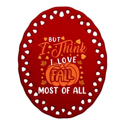 Autumn Affection Fall Season Graphic Ceramic Oval Ornament